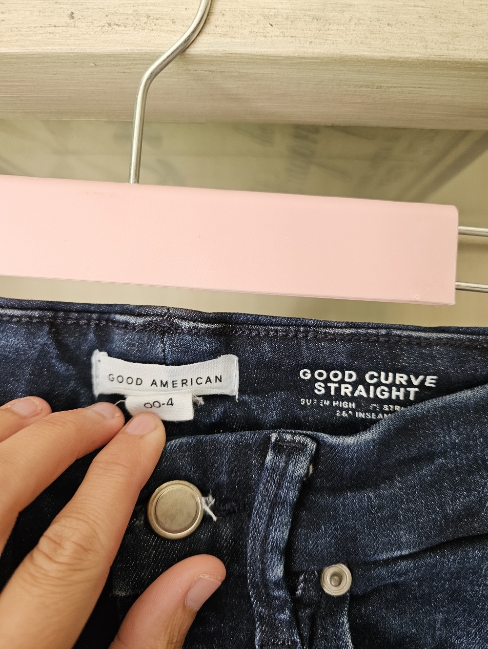 Good American High-Rise Straight Leg Jeans in Dark Indigo - Picture 12 of 15